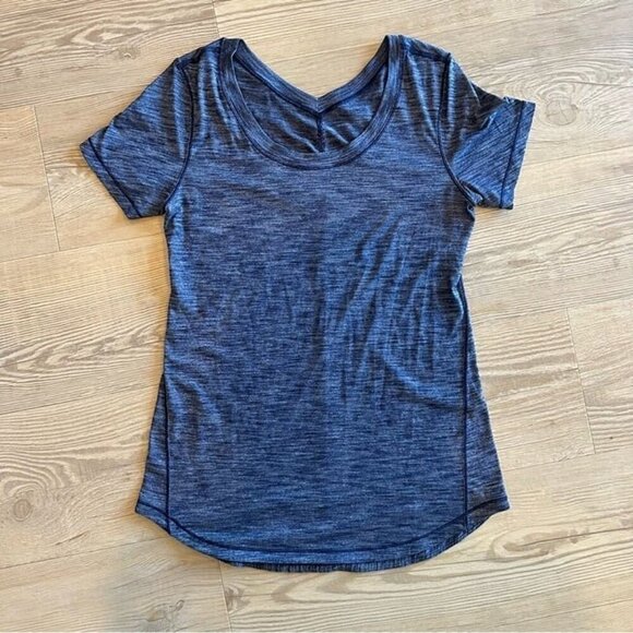 Lululemon womens Intensi-Tee sz 2 Heathered Navy grey Short Sleeve Top athletic - Picture 2 of 8
